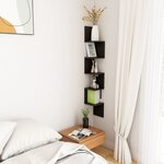 vidaXL Étagère d'angle murale Noir 20x20x127 5 cm Bois d’ingénierie