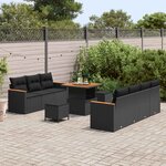 vidaXL Ensemble de canapé de jardin 10 Pièces Noir polyrotin