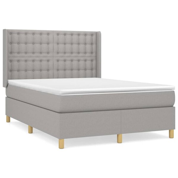 vidaXL Sommier à lattes de lit avec matelas Gris clair 140x190cm Tissu