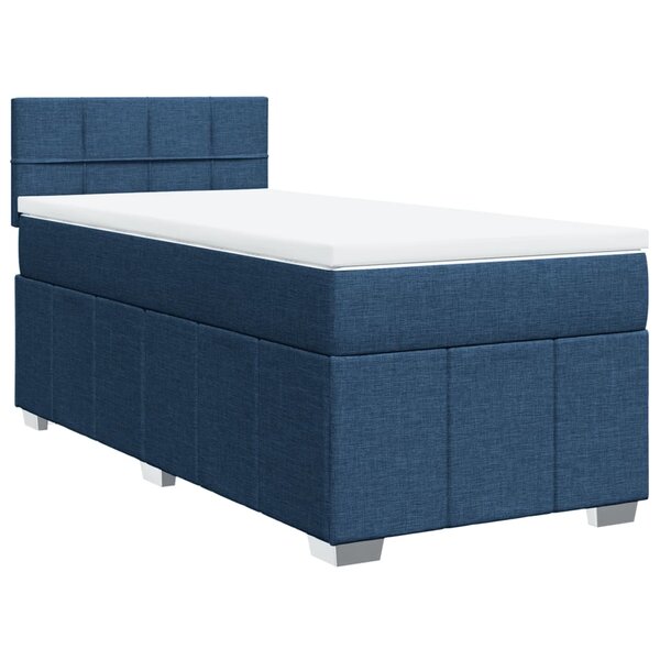 vidaXL Sommier à lattes de lit avec matelas Bleu 90x190 cm Tissu