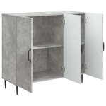vidaXL Buffet Gris béton 89 x 34 5 x 80 cm Bois d'ingénierie