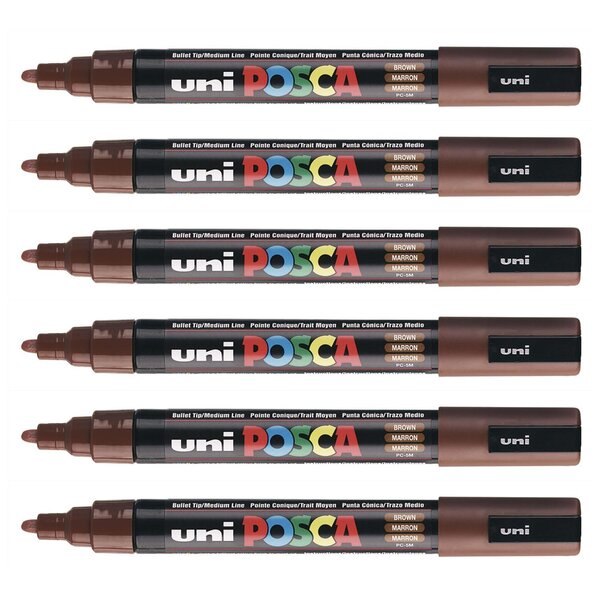 Marqueur pointe conique moyenne pc5m 1 8 - 2 5mm marron x 6 POSCA
