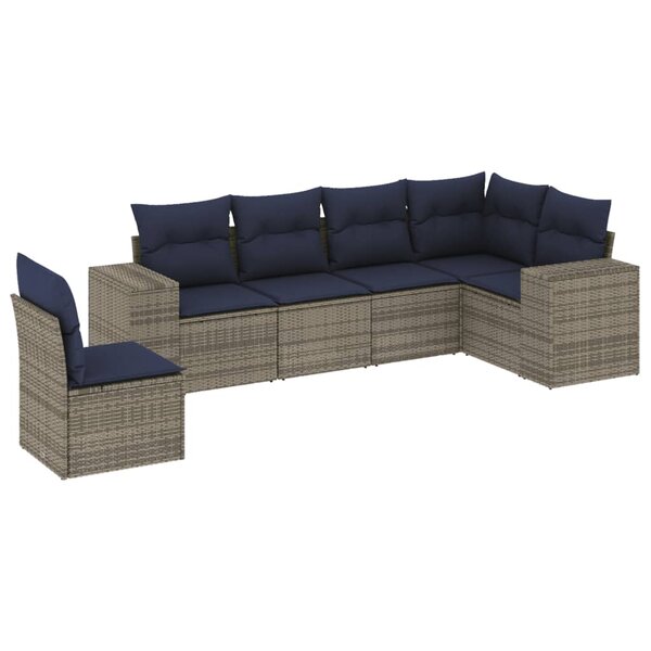 vidaXL Salon de jardin 6 Pièces avec coussins gris résine tressée