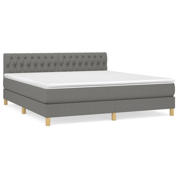 vidaXL Sommier à lattes de lit avec matelas Gris foncé 180x200cm Tissu