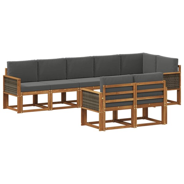 vidaXL Ensemble de canapés d'extérieur 8 pc Naturel et Anthracite