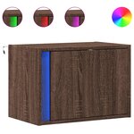 vidaXL Tables de chevet murales avec lumières LED 2 Pièces chêne marron