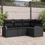 vidaXL Ensemble de canapé de jardin avec coussin 4 Pièces Noir polyrotin