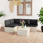 vidaXL Salon de jardin palette 5 Pièces avec coussins bois d'épicéa