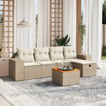 vidaXL Salon de jardin avec coussins 6 Pièces beige résine tressée
