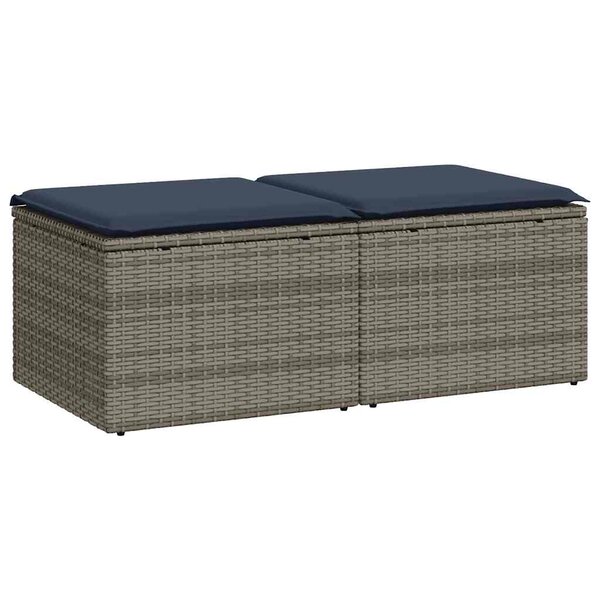 vidaXL Salon de jardin 2 Pièces avec coussins gris résine tressée acacia