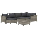Salon de jardin meuble d'extérieur ensemble de mobilier 7 pièces avec coussins gris résine tressée 02_0017212