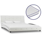 vidaXL Lit avec matelas à mémoire de forme Blanc Similicuir 140x200 cm