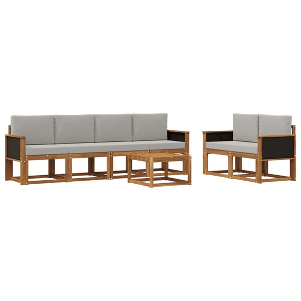 vidaXL Ensemble de canapés d'extérieur 6 pc Naturel et gris clair