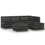 vidaXL Salon de jardin 6 Pièces Bois de pin imprégné de gris