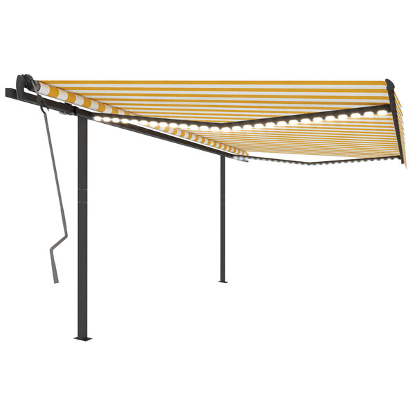 vidaXL Auvent automatique capteur de vent et LED 4 5x3m Jaune et blanc