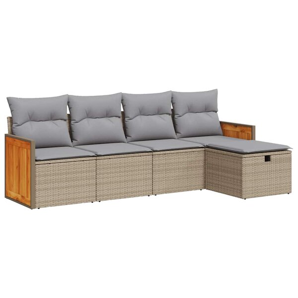 vidaXL Salon de jardin avec coussins 5 Pièces beige résine tressée