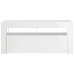 vidaXL Meuble TV avec lumières LED blanc brillant 90x35x40 cm