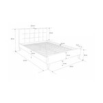 Lit double  en tissu gris rembourre 180 x 200 cm