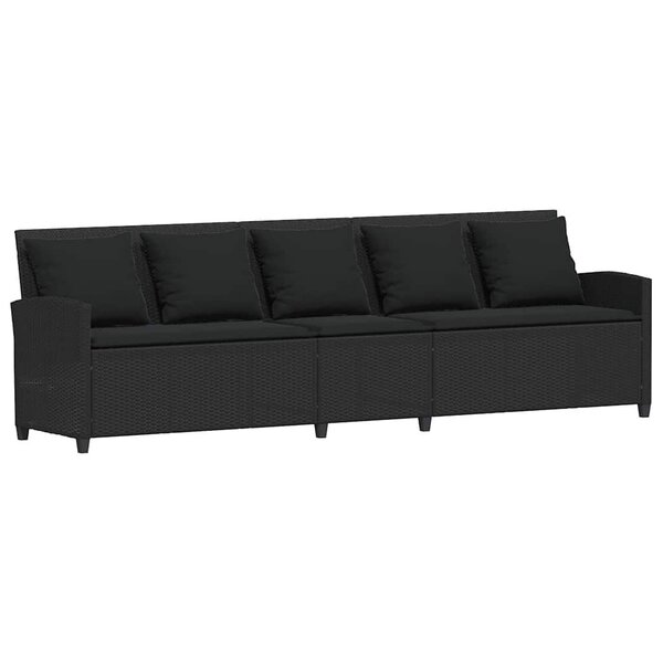 vidaXL Canapé de jardin avec coussins 5 places noir résine tressée