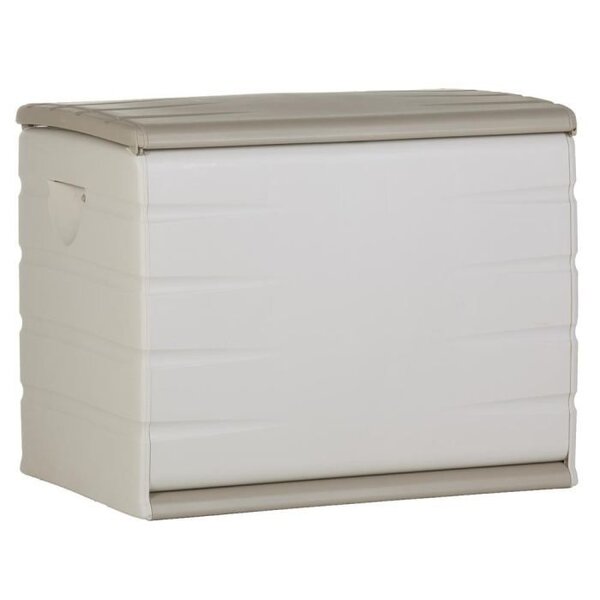 PLASTIKEN Coffre 260L Intérieur/Extérieur Fonctionnel et Esthétique Cadenassable avec Roulettes Beige