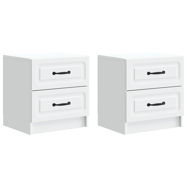 vidaXL Cabinet de chevet avec tiroir 2 Pièces Blanc 43 x 34 5 x 44 5 cm
