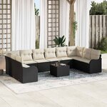 vidaXL Ensemble de canapé de jardin 11 Pièces Noir Poly rotin