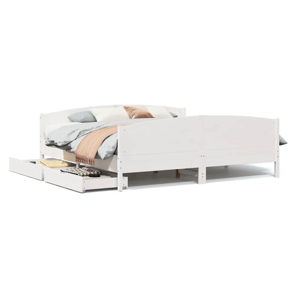 vidaXL Cadre de lit sans matelas blanc 200x200 cm bois massif de pin