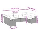 vidaXL Ensemble de Canapés de Jardin 9 Pièces avec Coussins Beige Poly Rattan