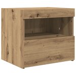 vidaXL Table de chevet avec lumières LED Chêne artisanal 50x40x45 cm