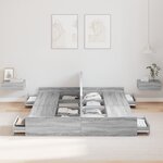 vidaXL Cadre de lit avec rangement Sonoma gris 160 x 200 cm