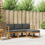 vidaXL Ensemble de canapés d'extérieur 4 Pièces Naturel et Anthracite