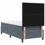 vidaXL Lit à ressorts avec matelas Gris foncé 90 x 190 cm tissu