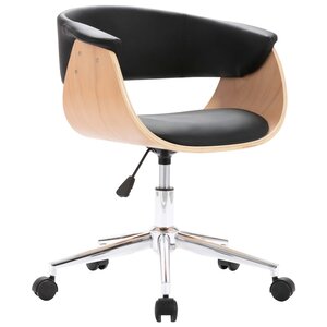vidaXL Chaise pivotante de bureau Noir Bois courbé et similicuir