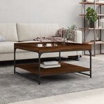 vidaXL Table basse chêne marron 80x80x45 cm bois d'ingénierie et fer