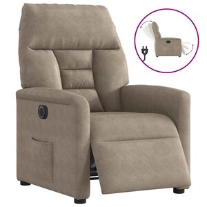 vidaXL Fauteuil inclinable électrique taupe tissu microfibre