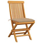 vidaXL Chaises de jardin et coussins beige lot de 2 Bois teck massif