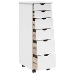 vidaXL Cabinet roulant Blanc 34 x 39 x 93 5 cm Bois de Pin Massif