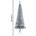 Vidaxl arbre de noël mince avec led argenté 150 cm