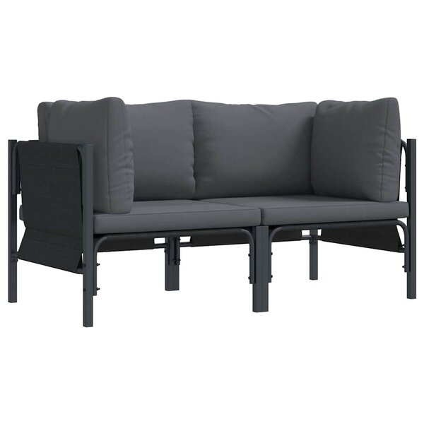 vidaXL Mobilier de jardin avec coussin 2 Pièces Anthracite Acier