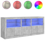 vidaXL Buffet avec lumières LED gris béton 162x37x67 cm