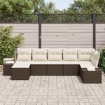 vidaXL Ensemble de canapé de jardin 7 Pièces Marron Poly rotin