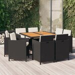 vidaXL Mobilier à dîner de jardin et coussins 9Pièces Résine tressée Noir