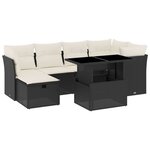 vidaXL Salon de jardin 7 Pièces avec coussins noir résine tressée
