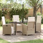 vidaXL Ensemble de salle à manger pour jardin 5 Pièces Beige polyrotin