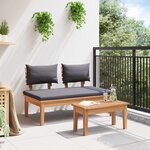 vidaXL Banc de jardin 2 Pièces Gris et marron Bois de teck massif