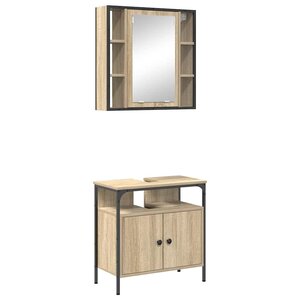 vidaXL Ensemble de mobilier de salle de bain avec étagère 2 Pièces Marron