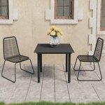 vidaXL Ensemble à manger de jardin 3 Pièces PVC résine tressée noir