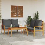 vidaXL Salon de jardin 3 Pièces avec coussins bois massif d'acacia