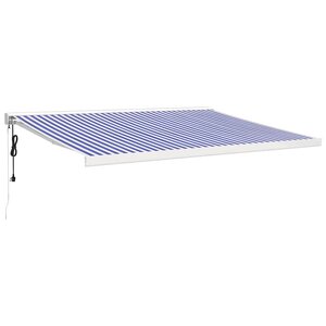 vidaXL Auvent rétractable bleu et blanc 4x3 m tissu et aluminium