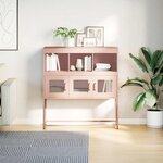 vidaXL Buffet rose 100 5x39x107 cm acier laminé à froid